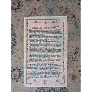 Vintage Fingal Irish Linen Souvenir Tea Towel Prayer for Tourists - Art Buchwald
